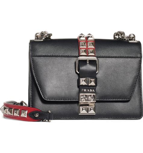 prada elektra grey studded bag|Prada handbags.